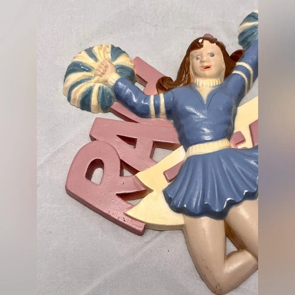 Vintage Burwood Products Cheerleader Wall Hanging Made in USA 1993